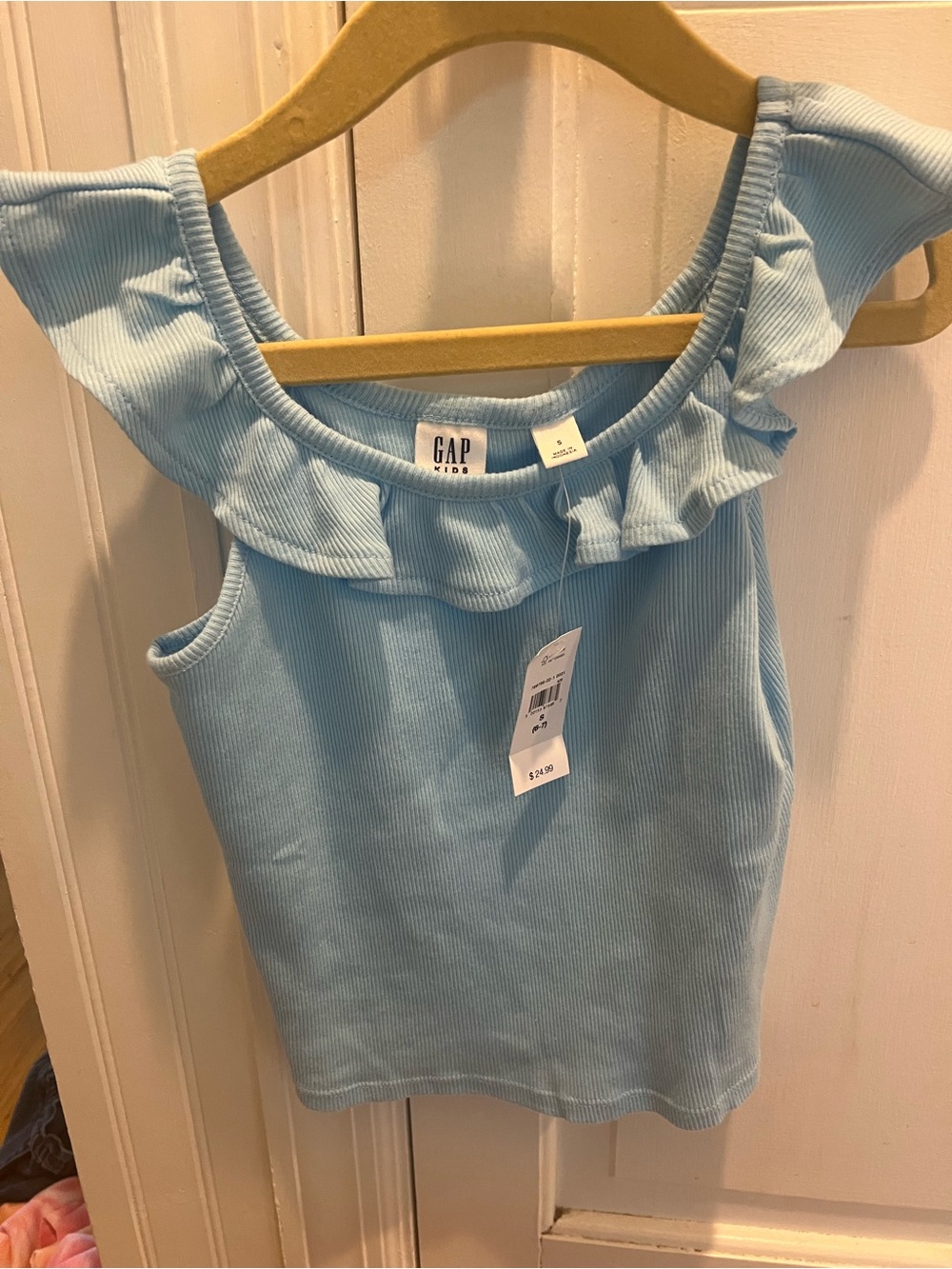 NWT- GAP Kids Light Blue Ruffle Tank Top size small 6/7